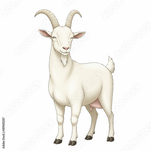 A Majestic White Goat Standing Proudly Isolated.