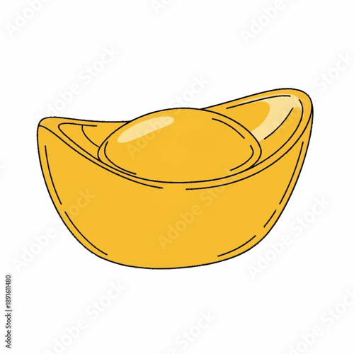Golden Chinese Yuanbao Ingot Symbol of Wealth.