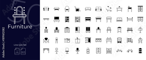 Furniture Duotone Editable Icons set
