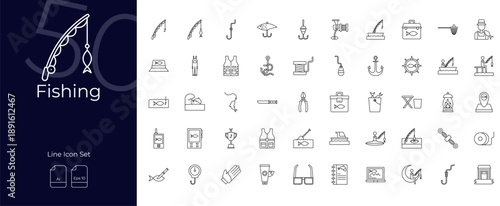 Fishing Line Editable Icons set