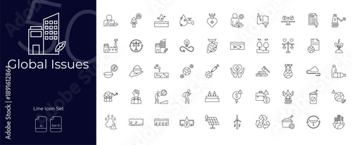 Global Issues Line Editable Icons set