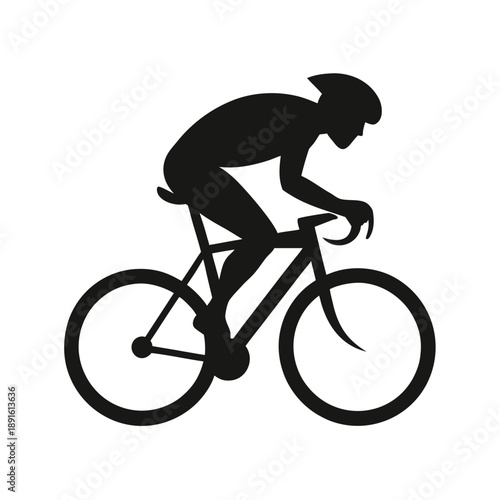 Bicycle rider moving fast fitness training and sport energy On white Background Line Art Vector illustration