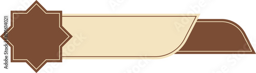 Islamic banner with brown star on left and curved end on right