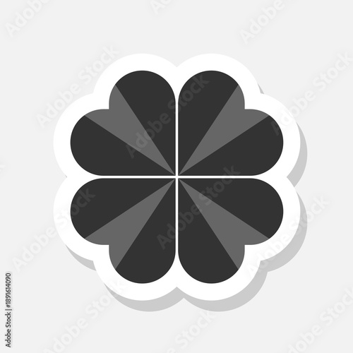 Heart Shaped Four Leaf Clover sticker isolated on gray background