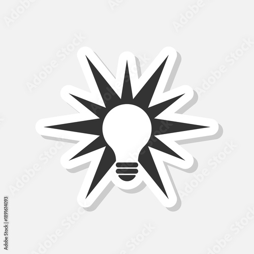 Light bulb idea logo sticker isolated on gray background