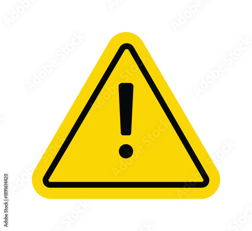Yellow triangular warning sign icon with exclamation mark vector
