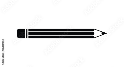 A strikingly simple graphic depicts a classic wooden pencil in a bold flat style presented as a silhouette high quality