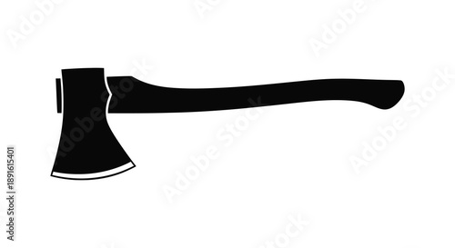 A stark black silhouette depicts a traditional woodcutting axe showcasing a simple yet powerful tool silhouette high quality professional detailed