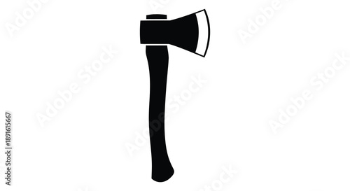 A striking black silhouette of a traditional lumberjack axe against a plain white background highlighting its sharp blade silhouette