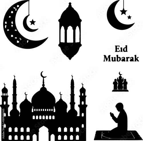 Taj Mahal vector illustration mosque silhouette