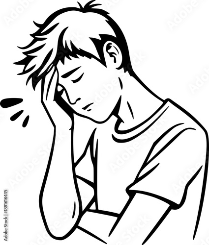 Tired Person Sighing Illustration