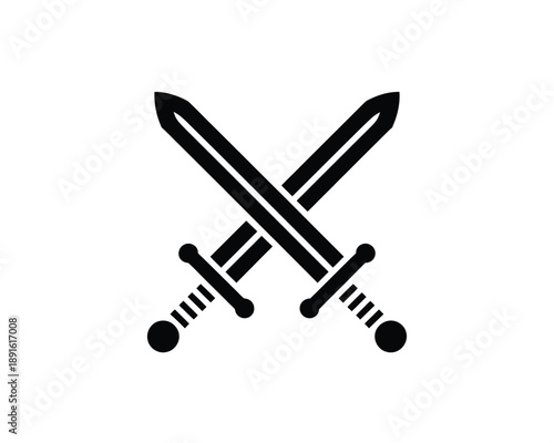 A pair of crossed swords on a white background