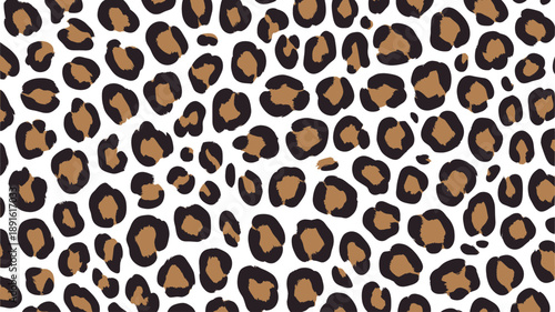 Seamless texture pattern featuring high-contrast leopard spots with dark brown markings on a pure white background for fashion design or textile use.