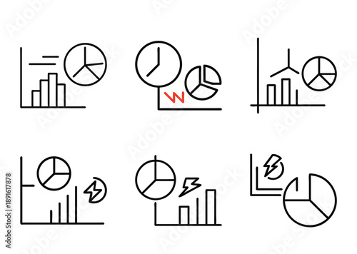 Collection of Data Visualization Icons Representing Analytics and Business Performance