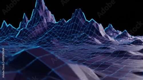 Abstract Mountain Landscape, 3D Graphics, Digital Environment, Futuristic Viewpoint