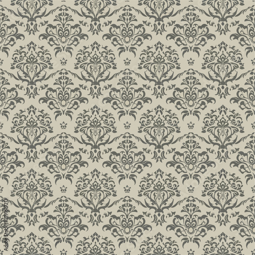 Seamless floral design featuring vibrant tulip motifs and intricate leaf patterns, enclosed in a traditional frame for use in textile backgrounds, fabric prints, and classic decorative patterns.