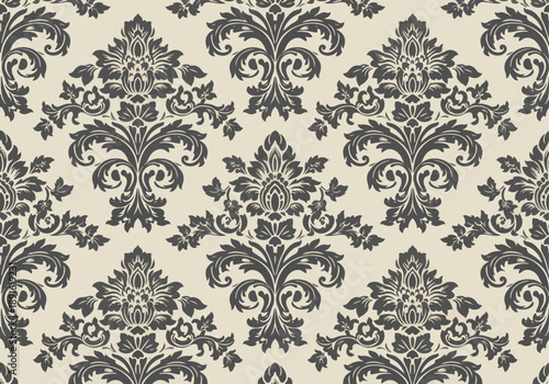 Damask seamless watercolor pattern element. Vector classical luxury old fashioned damask ornament, vintage seamless texture for wallpapers, textile.