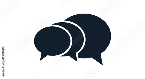 A minimalist depiction of three overlapping speech bubbles in dark tones creating a striking visual communication silhouette high quality professional