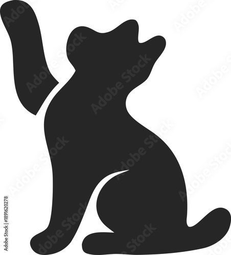 Black cat silhouette vector icon isolated on white. Clean minimal animal design for logos, apps, branding, stickers, and decorative graphics.