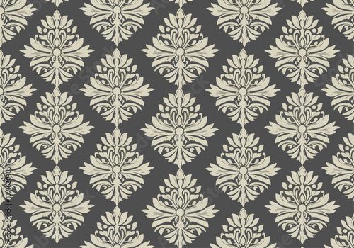 Damask seamless pattern element. Vector classical luxury old fashioned damask ornament, royal victorian seamless texture for wallpapers, textile, wrapping. Vintage exquisite floral baroque template.