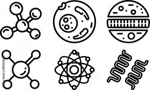 Scientific diagrams of molecular and atomic structures