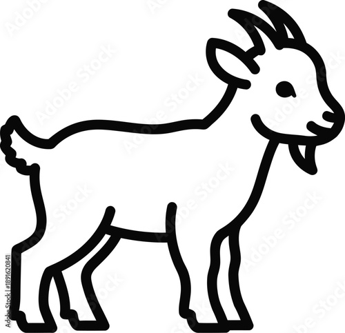 A simple line drawing of a goat
