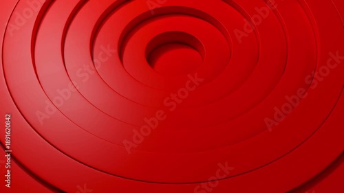 Animation of clean red circle rings rotating in abstract space 3D render