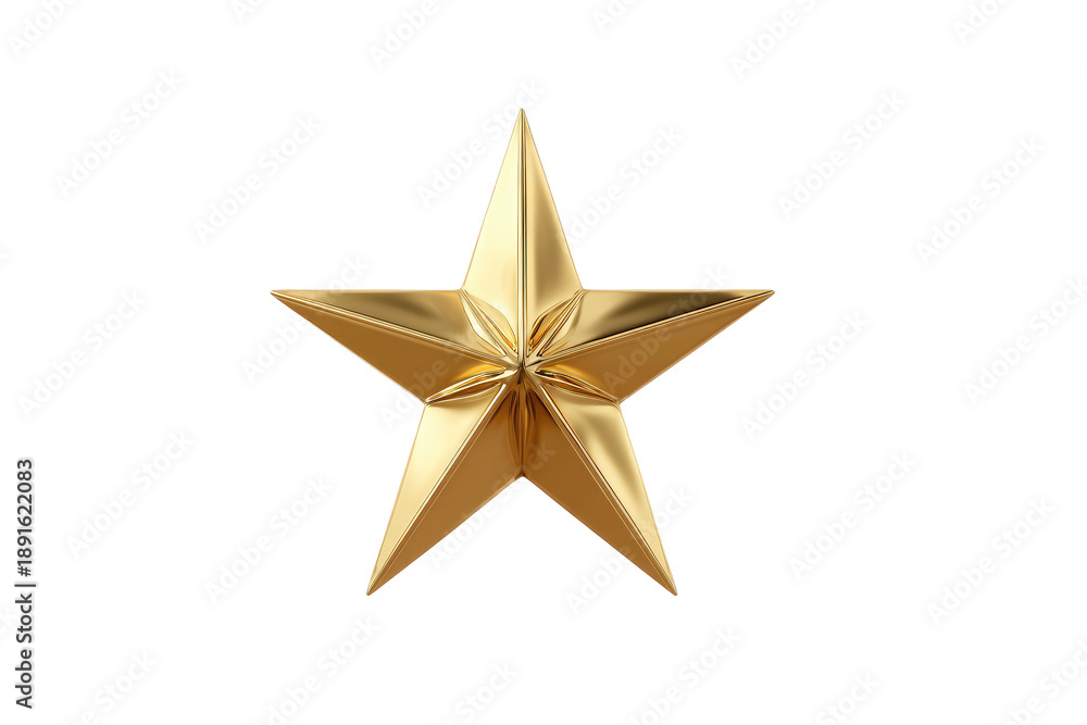 Fototapeta premium Gold star, five-pointed, 3D, polished, isolated