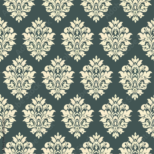 Art Nouveau Floral Victorian Damask Seamless Vector Pattern for Wallpaper, Textile, Upholstery 