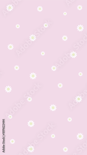 Cute Daisy Flower Seamless Pattern on Pastel Pink Background, Vector Editable Illustration