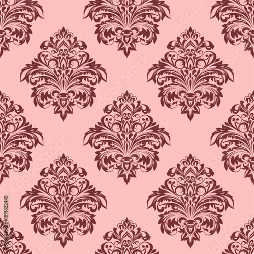 Art Nouveau Floral Victorian Damask Seamless Vector Pattern for Wallpaper, Textile, Upholstery 