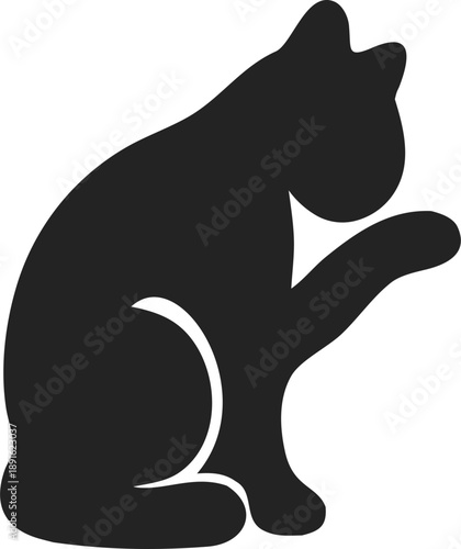 Simple cat silhouette vector illustration. Modern black feline icon suitable for logo templates, UI icons, tattoos, and pet-related designs.