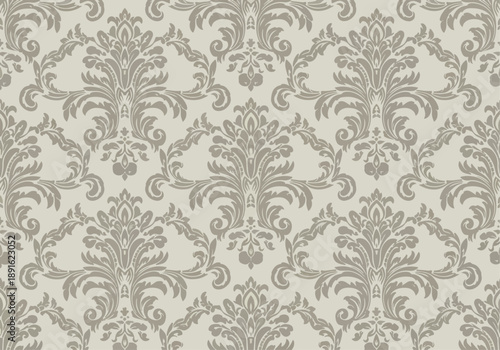 Gray damask pattern motifs for luxury wallpaper, textile backgrounds, and decorative design projects