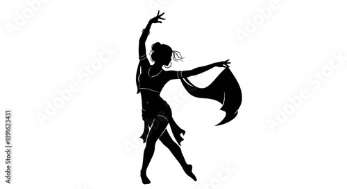 Female dancer performing graceful movements with fabric during Nowruz  