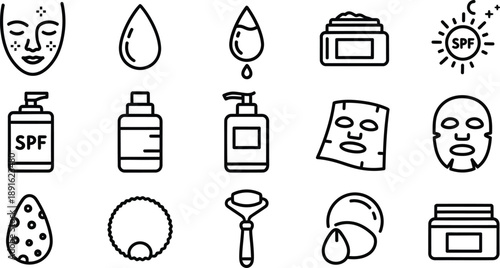 Skincare and sun protection icons