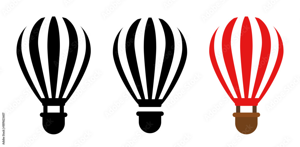 Fototapeta premium Hot air balloon icon set. Vector icons isolated on white background.