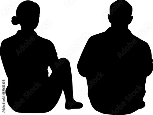 Two People Sitting Apart in Silent Moment Illustration