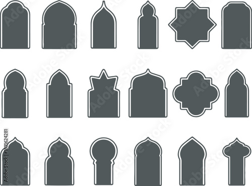 Islamic Arch Silhouette Set, Arabic Window Frames for Ramadan Decor