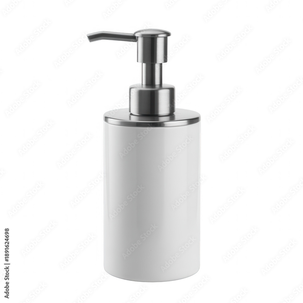 Obraz premium Transparent background White ceramic soap dispenser with metallic pump on isolated on a transparent background