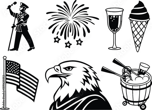 Celebration of independence with patriotic symbols and treats Vector