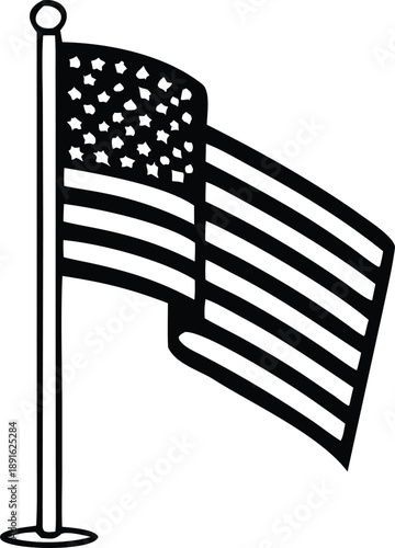 Proud display of the american flag on a windy day Vector