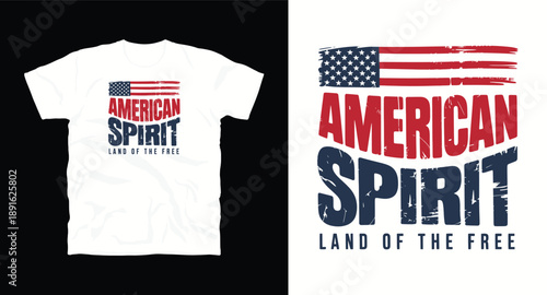 American spirit land of the free t-shirt design with a USA flag patriotic typography