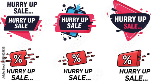 Hurry Up Sale Badges and Stickers for Marketing and Promotions, Discount and Offer Labels