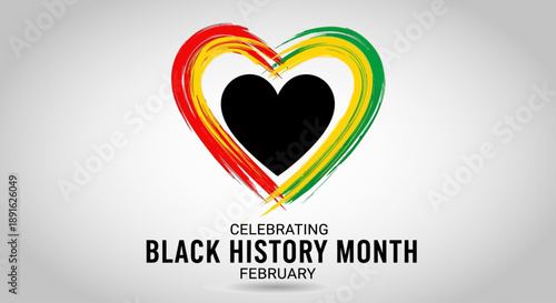 Black History Month Heart Symbol with Pan African Colors Celebrating Heritage and Culture