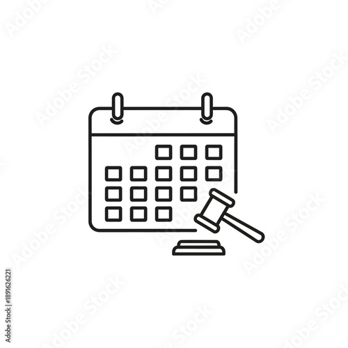 Court Schedule Calendar Icon – Legal Hearing Date Planner Vector