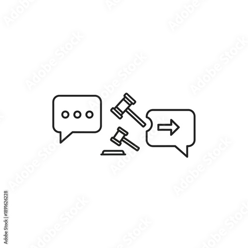 Court Hearing Process Icon – Legal Trial Judiciary Vector