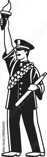 Statue of liberty replica holding torch and sword Vector