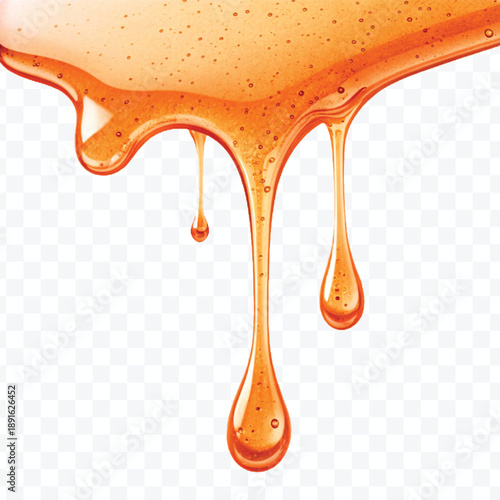 realistic smooth liquid honey dripping downwards in different color style isolated on transparent background