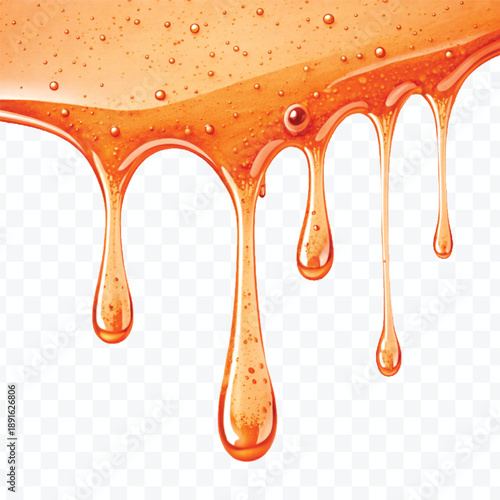 realistic smooth liquid honey dripping downwards in different color style isolated on transparent background