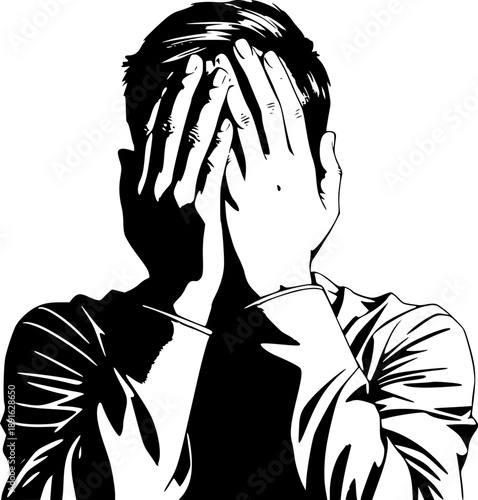 Minimal Silhouette Person Covering Face